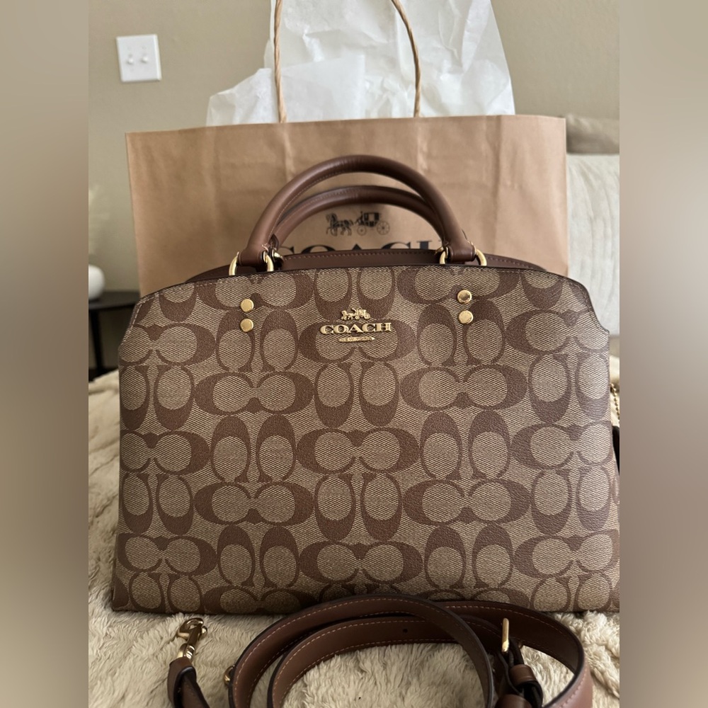 Coach Tan and Brown Signature Satchel